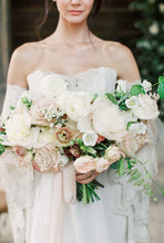 Load image into Gallery viewer, Beautiful lush European bridal bouquet with roses & luxe blooms - Hawaii wedding florist