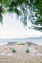 Load image into Gallery viewer, Oahu Hawaii beach ceremony ground florals 
Hawaii ceremony altar with white & creme flowers
