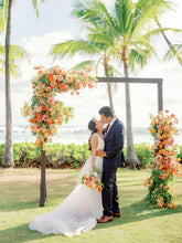 Load image into Gallery viewer, Brown wooden ceremony structure altar - oahu Hawaii wedding rentals
