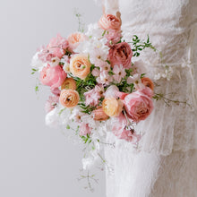 Load image into Gallery viewer, Monet’s garden pastel garden rose & ranunculus bridal bouquet