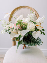 Load image into Gallery viewer, White tropical bridal bouquet with mixed anthuriums & orchids for your Hawaii beach wedding in Oahu